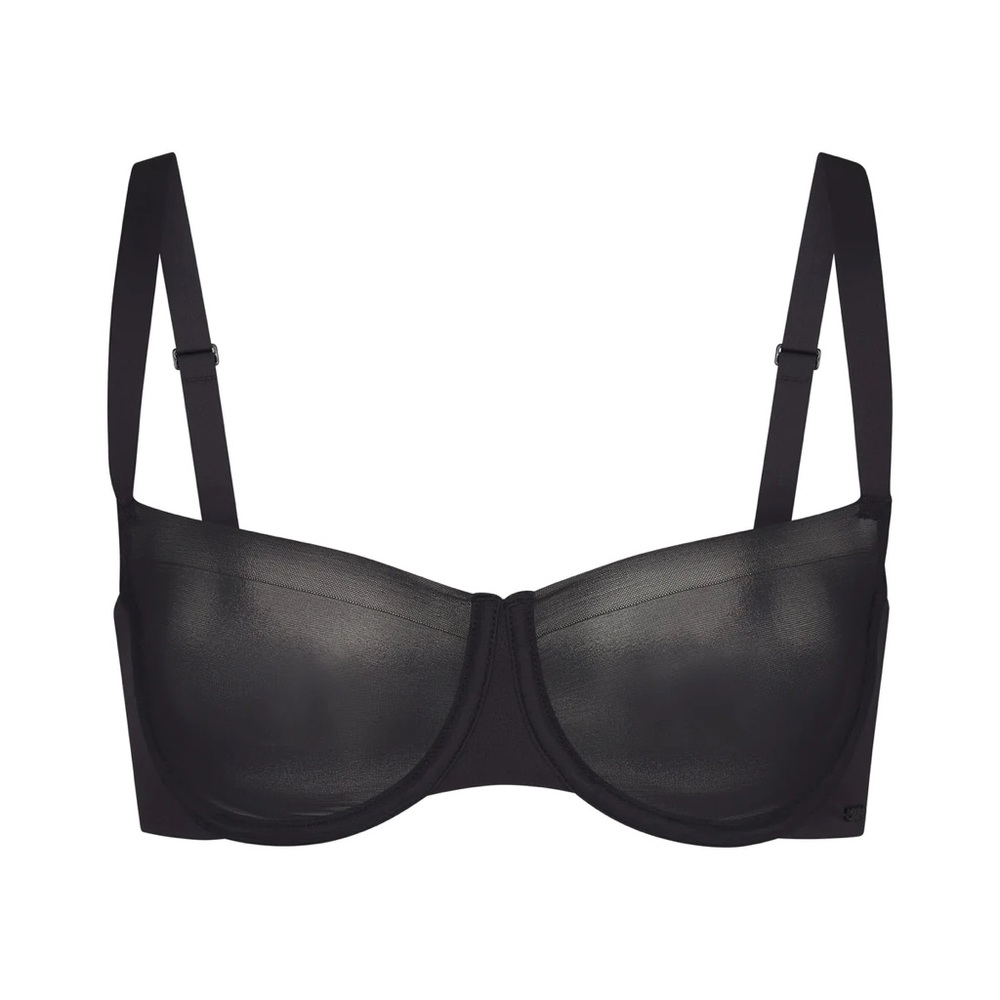 NWT SKIMS NO Show Unlined Balconette Bra in Onyx